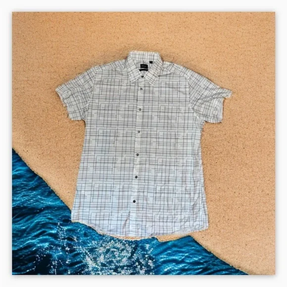 Mexx Men’s Short Sleeve Dress Shirt -Black -White Print - Sz XXL-VGUC​ - Picture 4 of 6